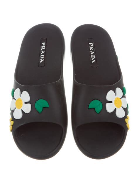 prada rubber flower slide sandal|sandal prada original.